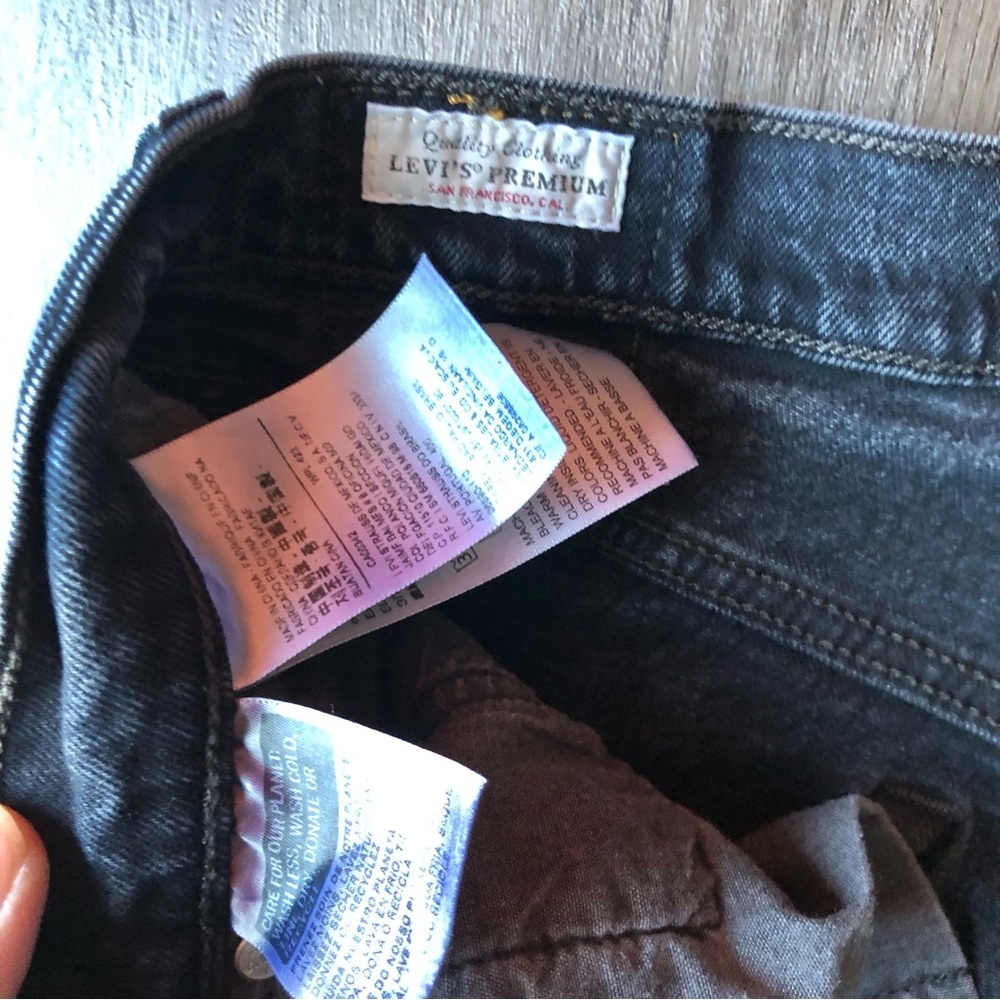 Levis Premium 501 Jeans Womens 28x27 Black Distressed Button Fly Modern BIG E - Picture 7 of 10